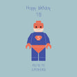 Blue Background Lego Superhero Happy 18th Birthday