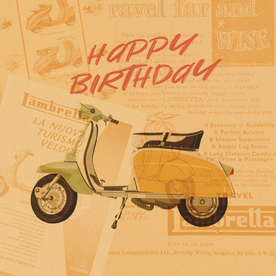 Vintage Lambretta Scooter Happy Birthday