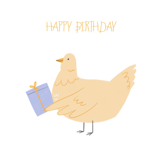 Happy Birthday Chicken And A Gift