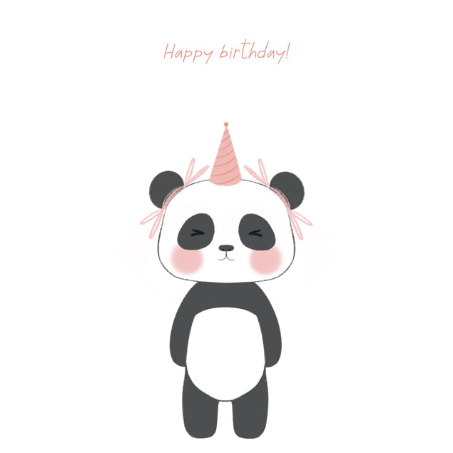 Cute Panda In Pink Party Hat Happy Birthday