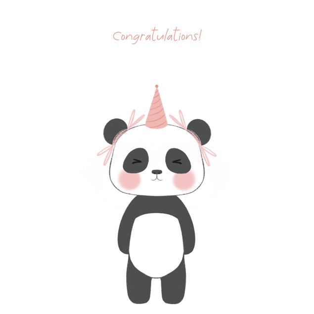 Cute Panda In Pink Party Hat Congratulations
