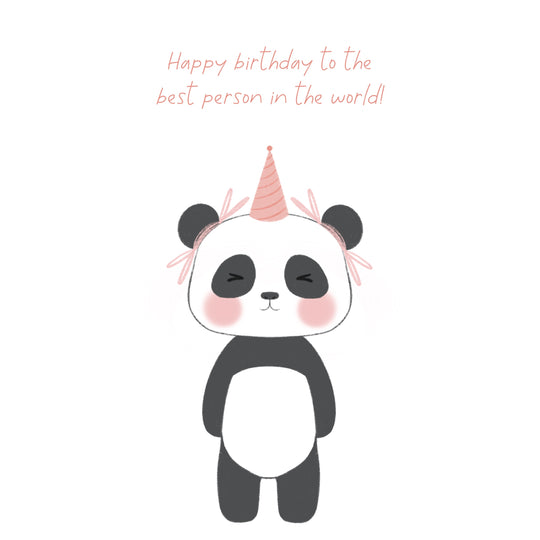 Cute Panda In Pink Party Hat Happy Birthday Best Person