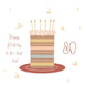 Happy 80th Birthday Cute Cake With Candles For Dad