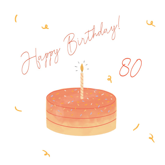 Happy 80th Birthday Cake With Candle