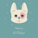 Bulldog On A Turquoise Background Happy Birthday