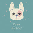 Bulldog On A Turquoise Background Happy Birthday