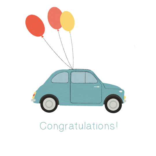 Blue Car With Balloons Congratulations