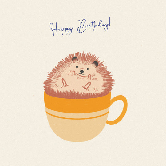 Hedgehog In A Mug Happy Birthday