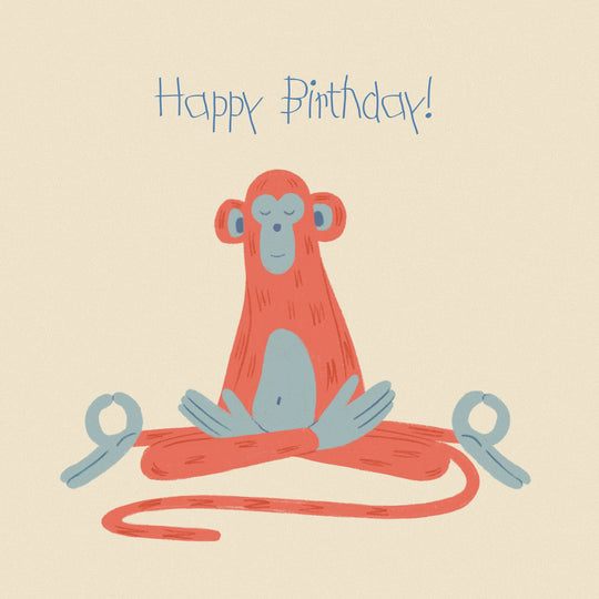 Orange Yoga Monkey Happy Birthday