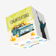 Yellow Background Retro Car Congratulations Confetti-exploding Greetings Card