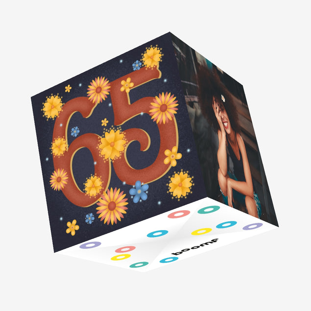 Night Flowers Happy 65th Birthday Confetti-exploding Greetings Card