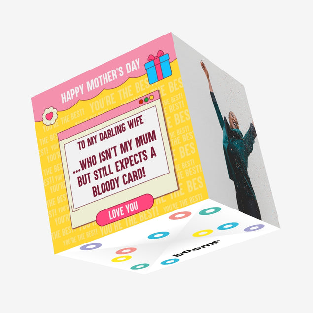 To My Darling Wife Who Isn't My Mum Mother's Day Confetti-exploding Greetings Card