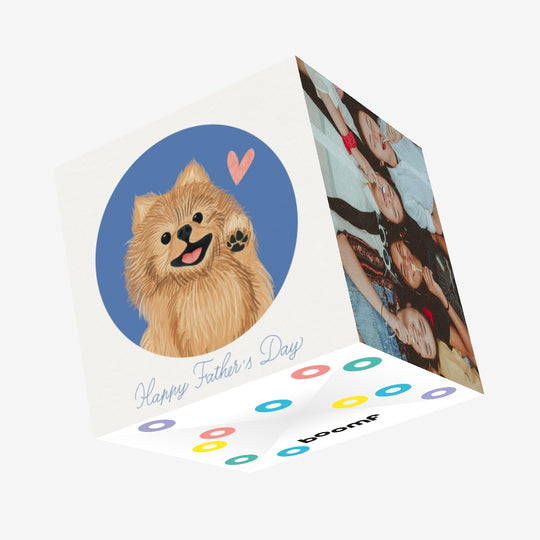 Happy Pomeranian Father's Day! Confetti-exploding Greetings Card
