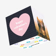 Happy Valentine's Day Pink On Black Heart Confetti-exploding Greetings Card