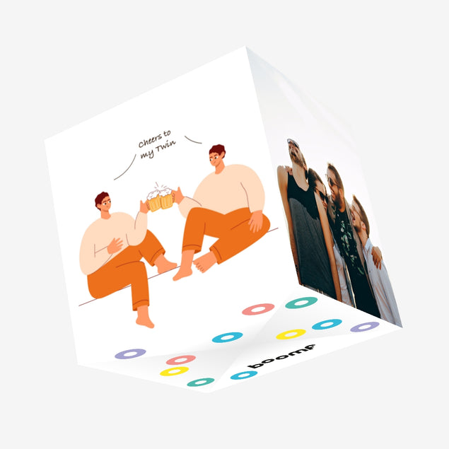 Cheers To My Twin Happy Birthday Confetti-exploding Greetings Card