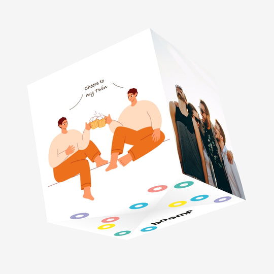 Cheers To My Twin Happy Birthday Confetti-exploding Greetings Card