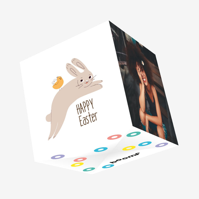 Happy Easter Rabbit Confetti-exploding Greetings Card