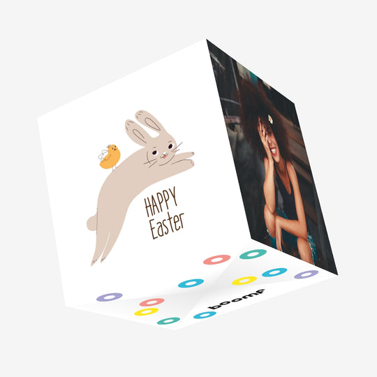 Happy Easter Rabbit Confetti-exploding Greetings Card