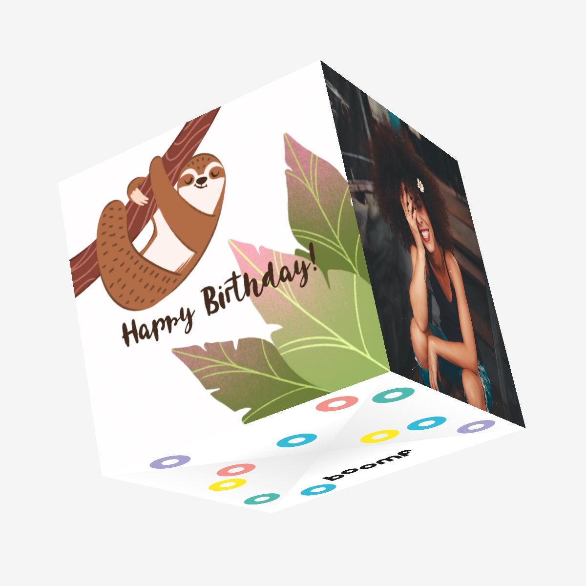 Happy Birthday Brown Sloth On A Tree Confetti-exploding Greetings Card ...