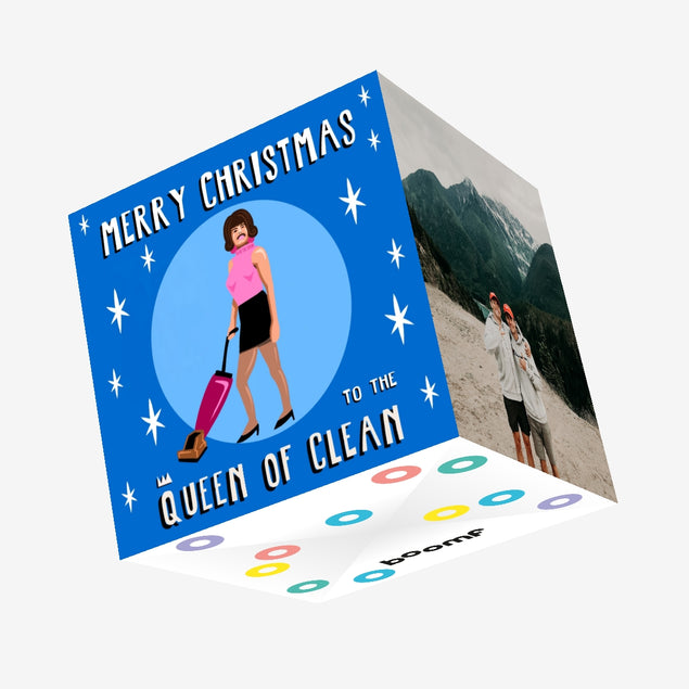 Merry Christmas Queen of Clean Confetti-exploding Greetings Card
