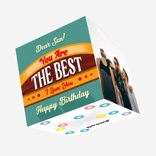 Vintage Poster Happy Birthday Son Confetti-exploding Greetings Card