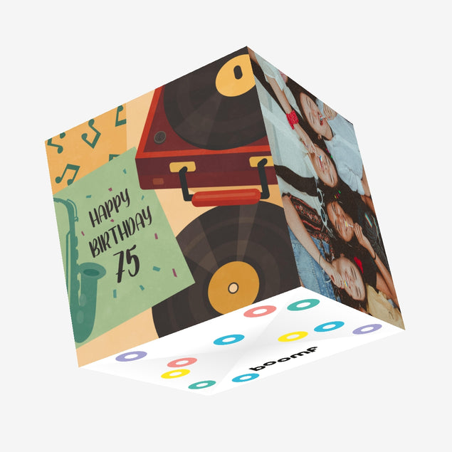75th Birthday Vinyl Record Confetti-exploding Greetings Card