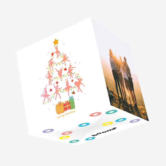 Merry Christmas Christmas Tree Made Of Ballerinas Confetti-exploding Greetings Card