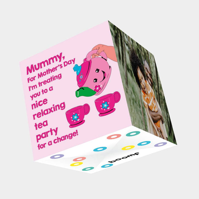 Mummy?s Tea Party Bomb 3D Cube Card