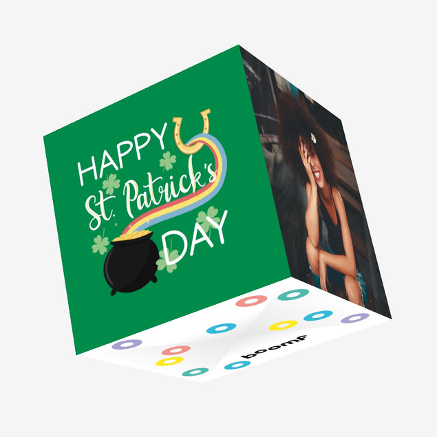 Horse Shoe And Pot Of Gold St. Patrick's Day Confetti-exploding Greetings Card