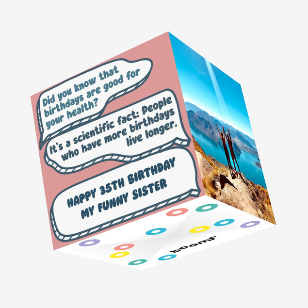 Funny Dialogues Happy 35th Birthday Sister Confetti-exploding Greetings Card