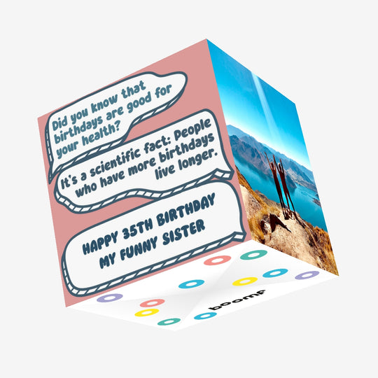 Funny Dialogues Happy 35th Birthday Sister Confetti-exploding Greetings Card