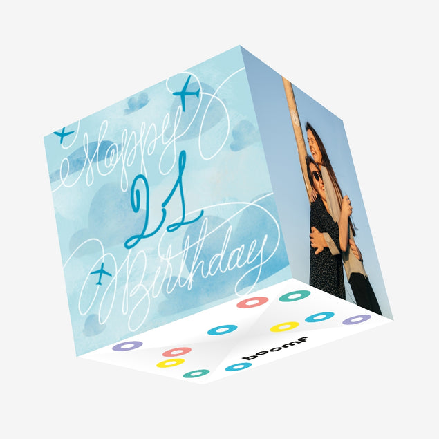Blue Planes In The Sky Happy 21st Birthday Confetti-exploding Greetings Card
