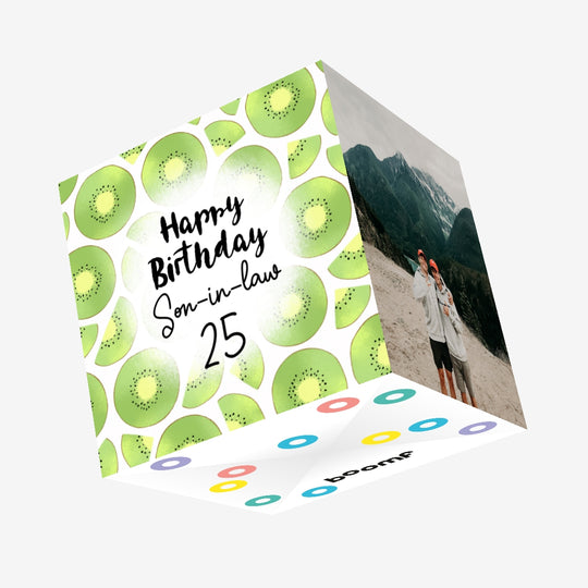 Fresh Kiwi Happy 25th Birthday Son-in-law Confetti-exploding Greetings Card