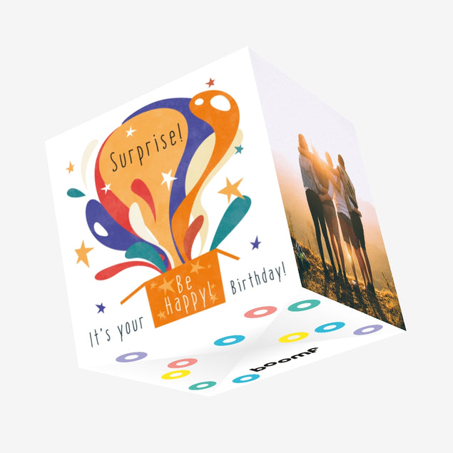Happy Birthday Surprise Be Happy Confetti-exploding Greetings Card