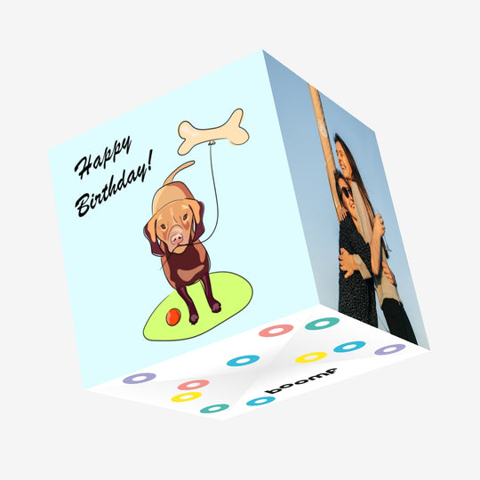 Cute Vizsla Dog With Balloon Happy Birthday Confetti-exploding Greetings Card