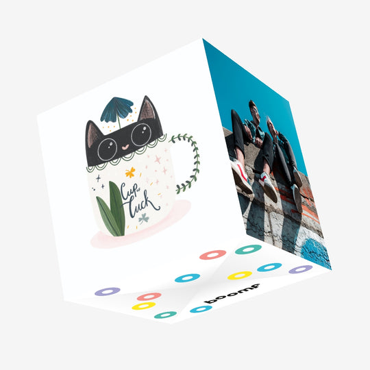 Lucky Cat In A Cup Confetti-exploding Greetings Card