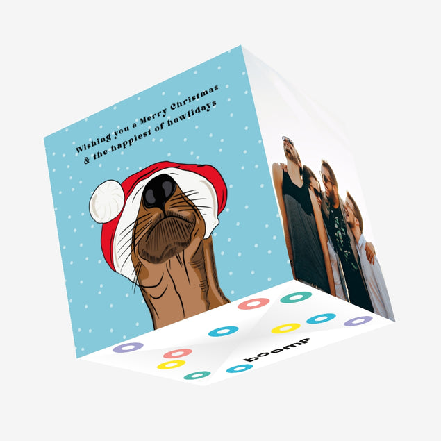 Dachshund Dog Happiest Howlidays And Merry Christmas Confetti-exploding Greetings Card