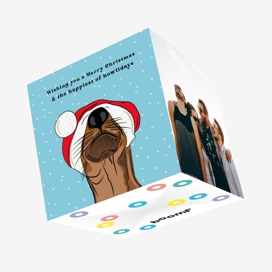 Dachshund Dog Happiest Howlidays And Merry Christmas Confetti-exploding Greetings Card