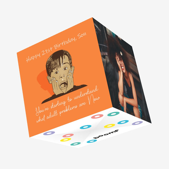 Adult Problems Happy 21st Birthday Son Confetti-exploding Greetings Card