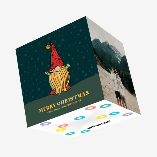 Merry Christmas From Your Favourite Sister Christmas Gnome Confetti-exploding Greetings Card