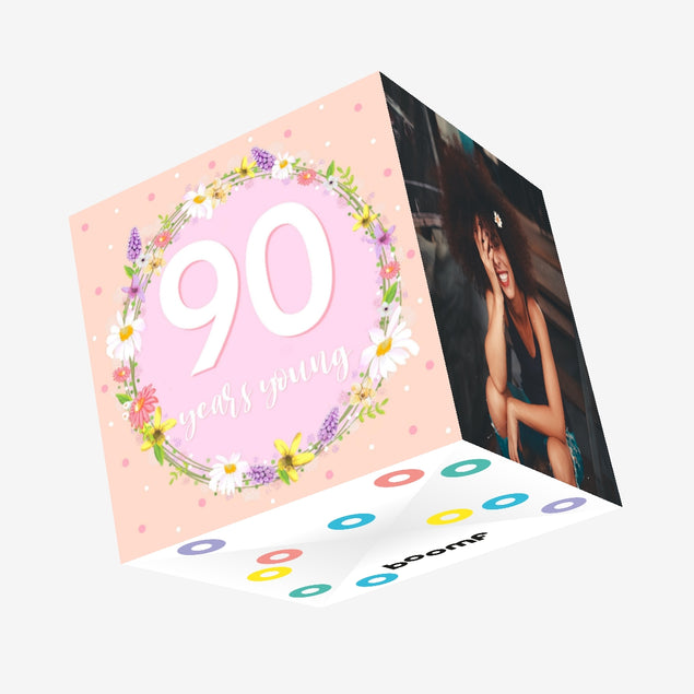 90 Years Young Confetti-exploding Greetings Card