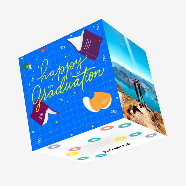 Flying Books Happy Graduation Confetti-exploding Greetings Card