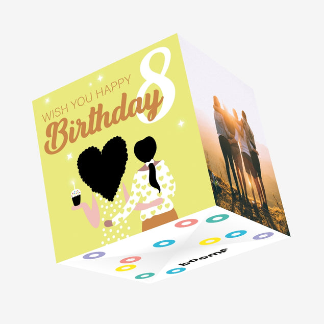 Wish You Happy 8th Birthday Confetti-exploding Greetings Card