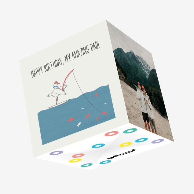 Fishing Seagull Happy Birthday Dad Confetti-exploding Greetings Card