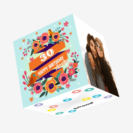 Singing Birds Auntie 30th Birthday Confetti-exploding Greetings Card