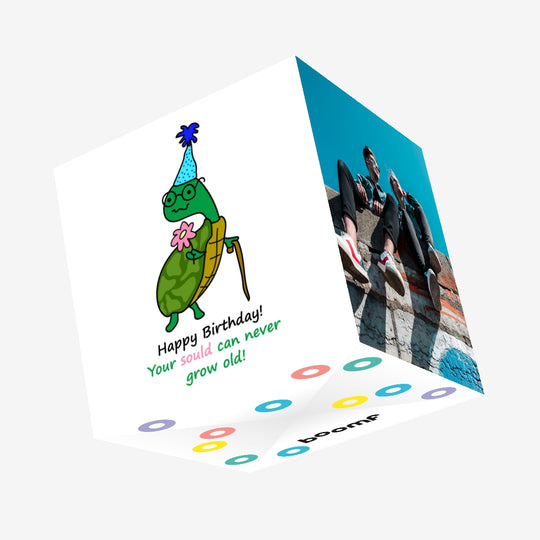 Happy Birthday Old Turtle Confetti-exploding Greetings Card