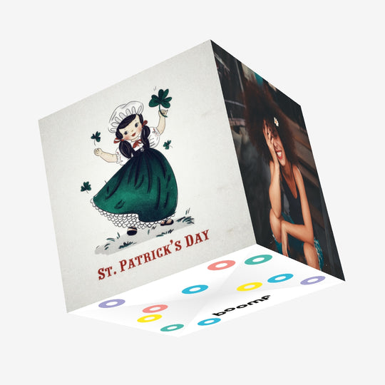 Little Girl And Shamrocks St. Patrick's Day Confetti-exploding Greetings Card