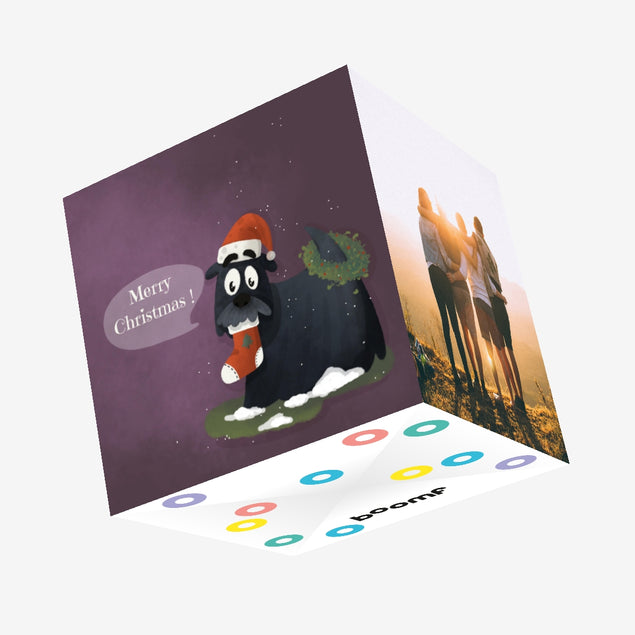 Scottish Black Dog Merry Christmas Confetti-exploding Greetings Card