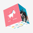 Cute Unicorn In Pink Happy 5th Birthday Confetti-exploding Greetings Card