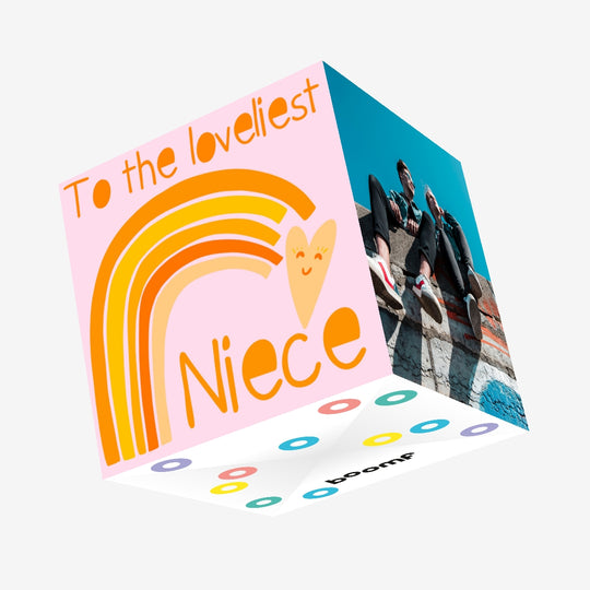 Loveliest Niece Rainbow Heart Confetti-exploding Greetings Card